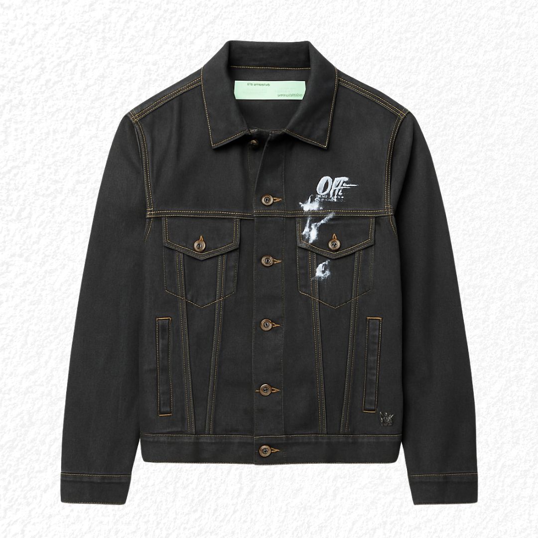 Chaqueta Denim Negra Off-White – Estilo Urbano de Lujo