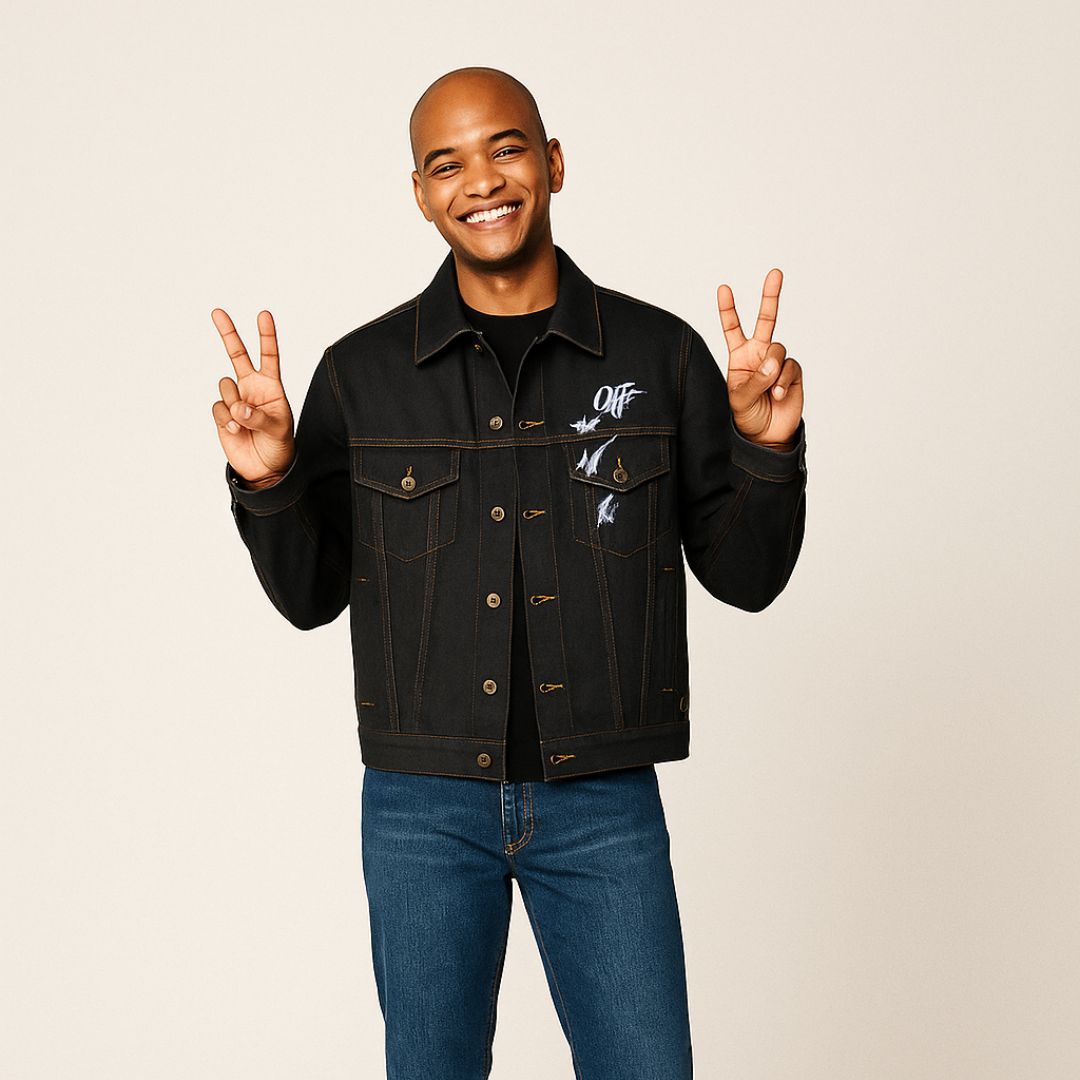 Chaqueta Denim Negra Off-White – Estilo Urbano de Lujo