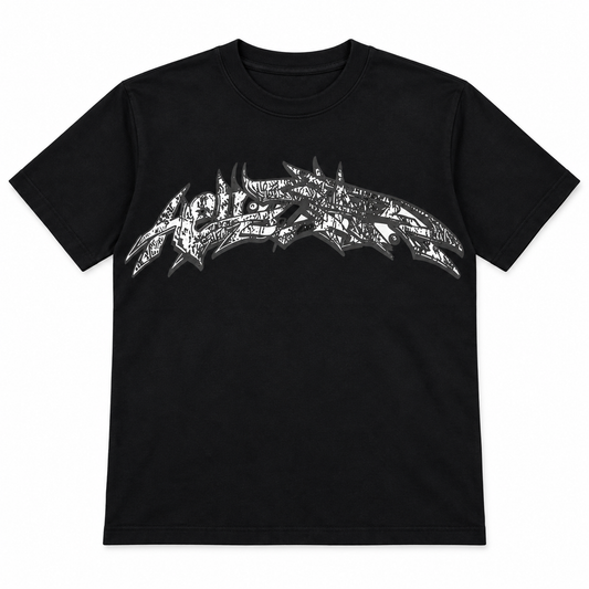 Camiseta Hellstar Flame Face negra, frente