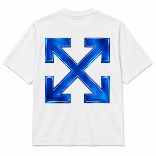 Camiseta Off-White Flechas Azules blanca, vista posterior