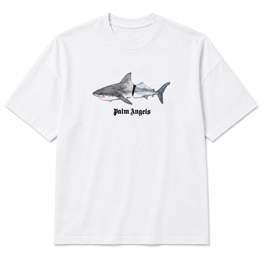 Palm Angels Shark Tee blanca vista frente