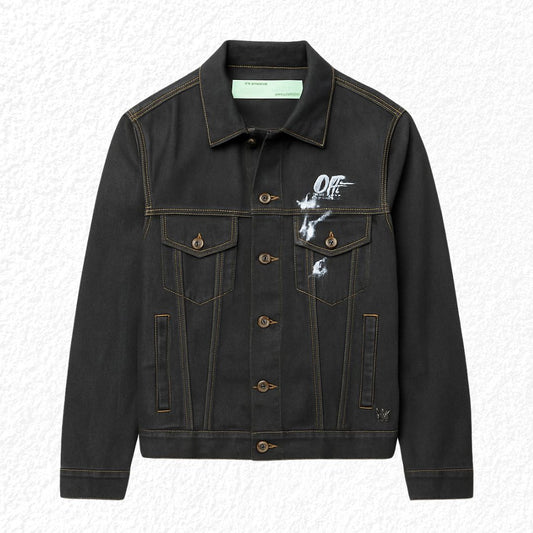 Chaqueta Denim Negra Off-White – Estilo Urbano de Lujo