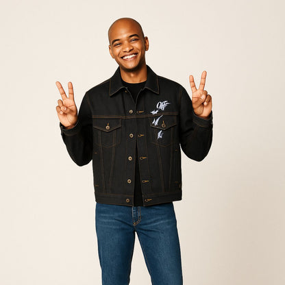 Chaqueta Denim Negra Off-White – Estilo Urbano de Lujo