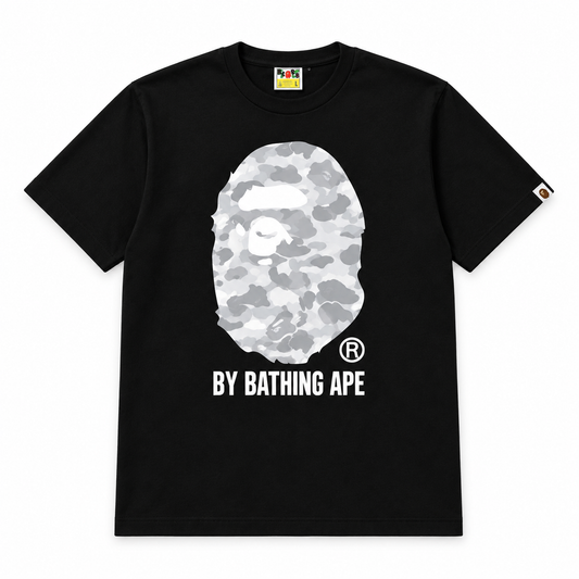 Camiseta negra By Bathing Ape con estampado camuflado blanco