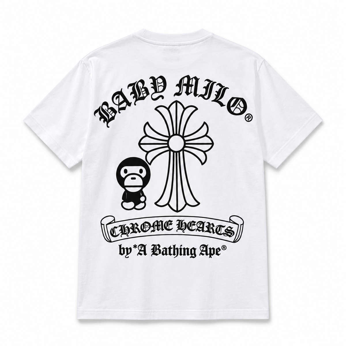 Camiseta Bape x Chrome Hearts blanco-espalda
