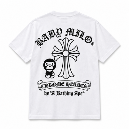 Camiseta Bape x Chrome Hearts blanco-espalda