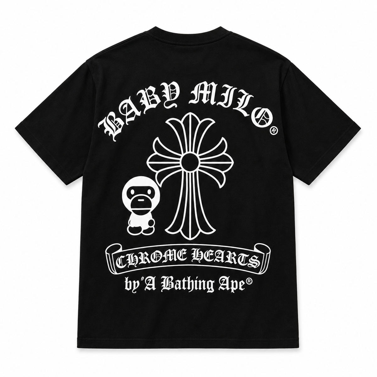 Camiseta Bape x Chrome Hearts negro-espalda