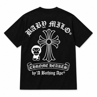 Camiseta Bape x Chrome Hearts negro-espalda
