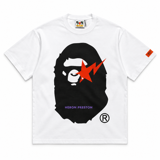Camiseta Bape x Heron Preston blanca frente