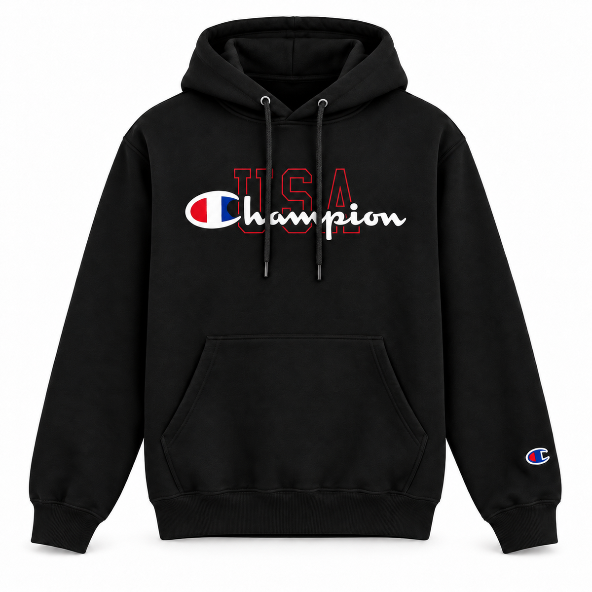 Buzo Champion edición USA negro — vista frontal