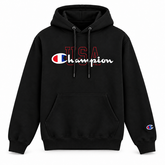Buzo Champion edición USA negro — vista frontal