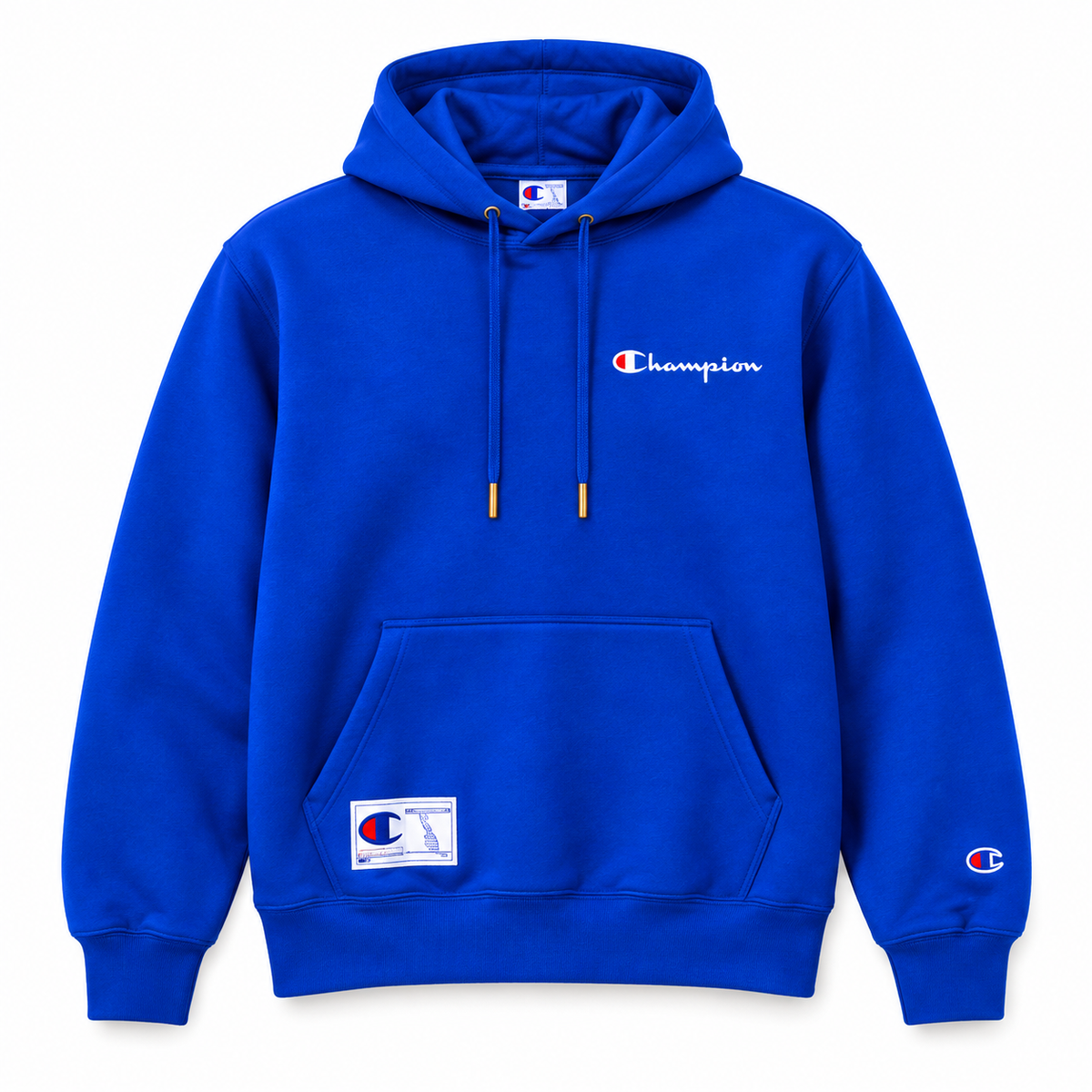Buzo Champion estampado espalda azul — vista frontal
