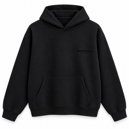 Buzo Essentials Overzise negro — vista frontal
