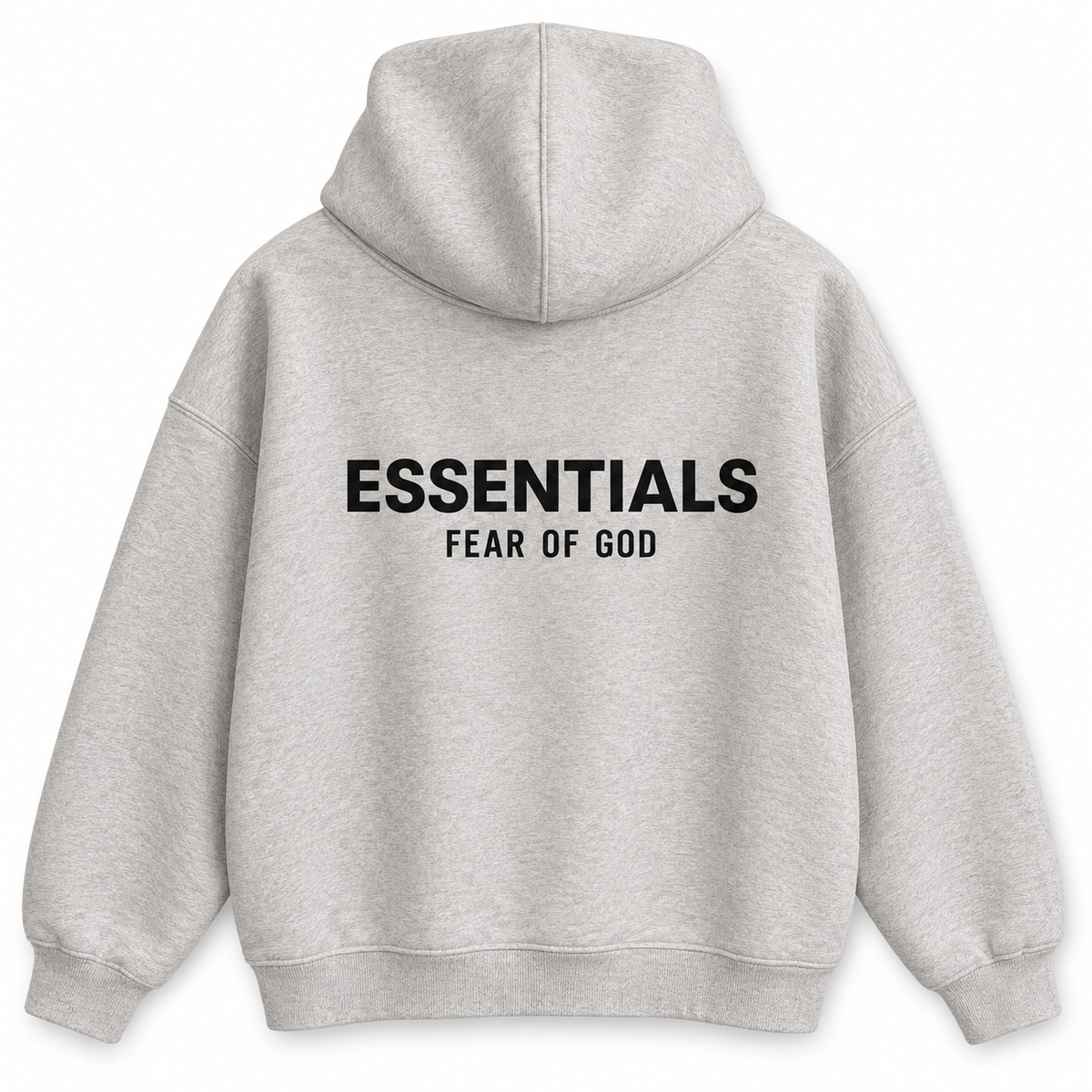 Buzo Essentials Overzise gris avena — vista posterior