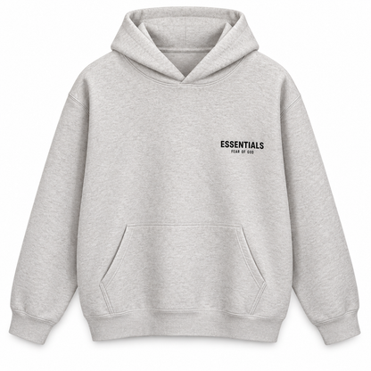 Buzo Essentials Overzise gris avena — vista frontal