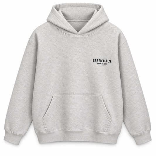 Buzo Essentials Overzise gris avena — vista frontal