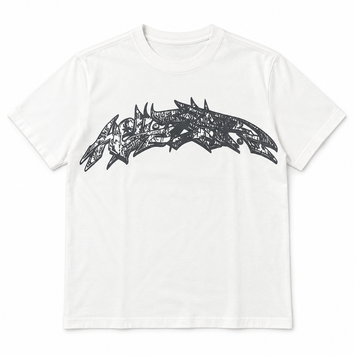 Camiseta Hellstar Flame Face blanca, frente