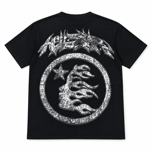 Camiseta Hellstar Flame Face negra, espalda