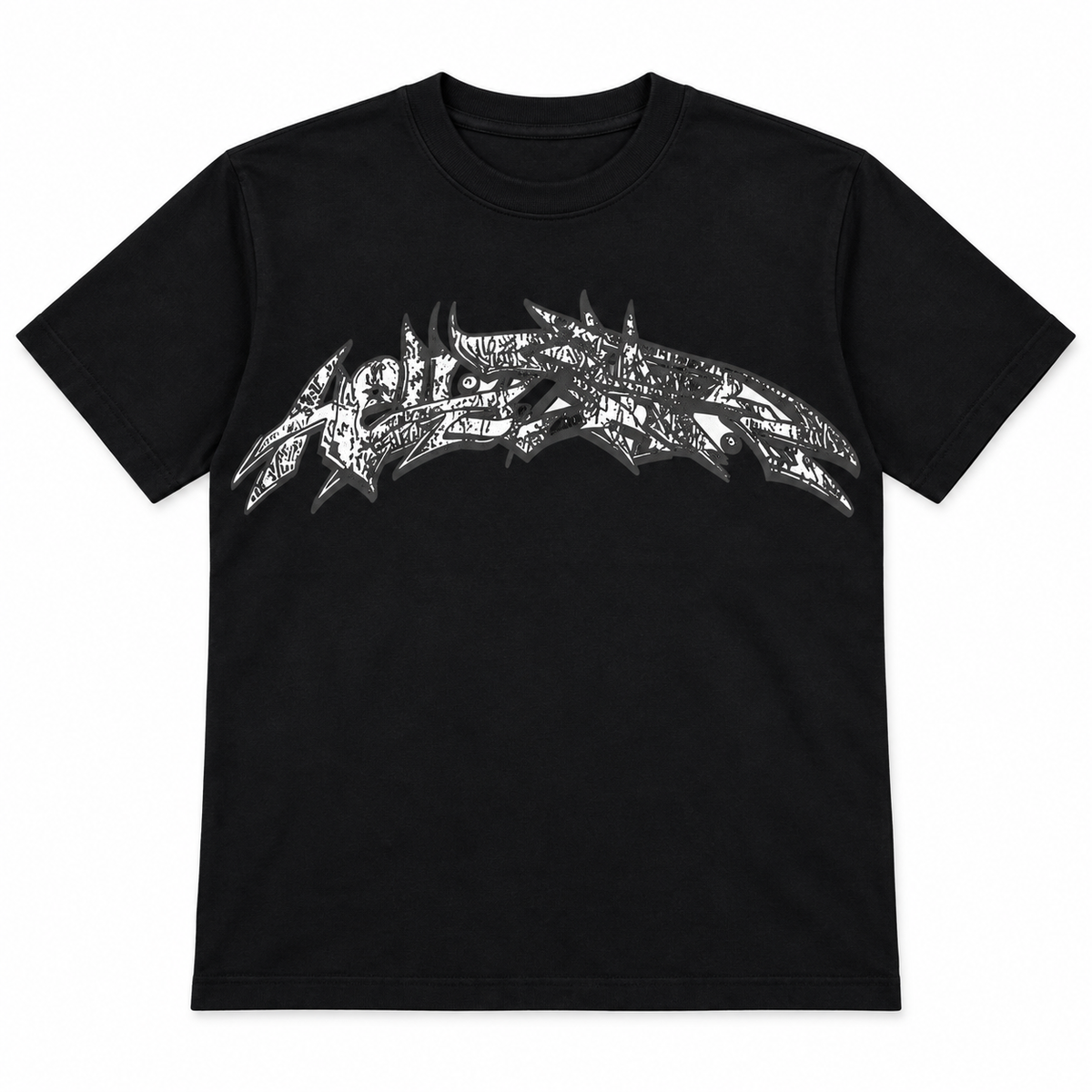 Camiseta Hellstar Flame Face negra, frente