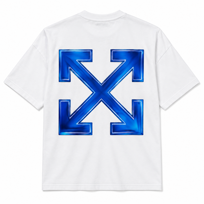 Camiseta Off-White Flechas Azules blanca, vista posterior
