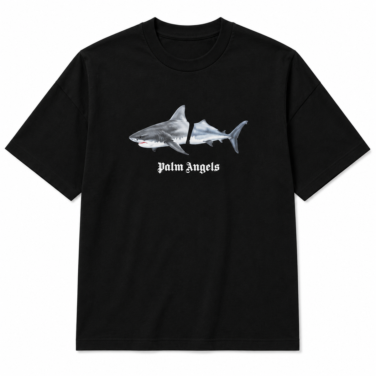 Palm Angels Shark Tee negra vista frente