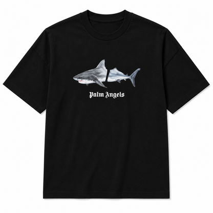 Palm Angels Shark Tee negra vista frente