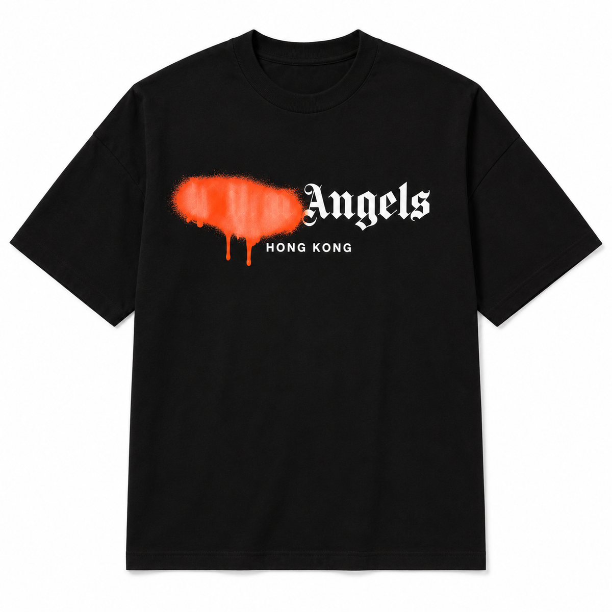 Palm Angels Sprayed City Black estampado naranja