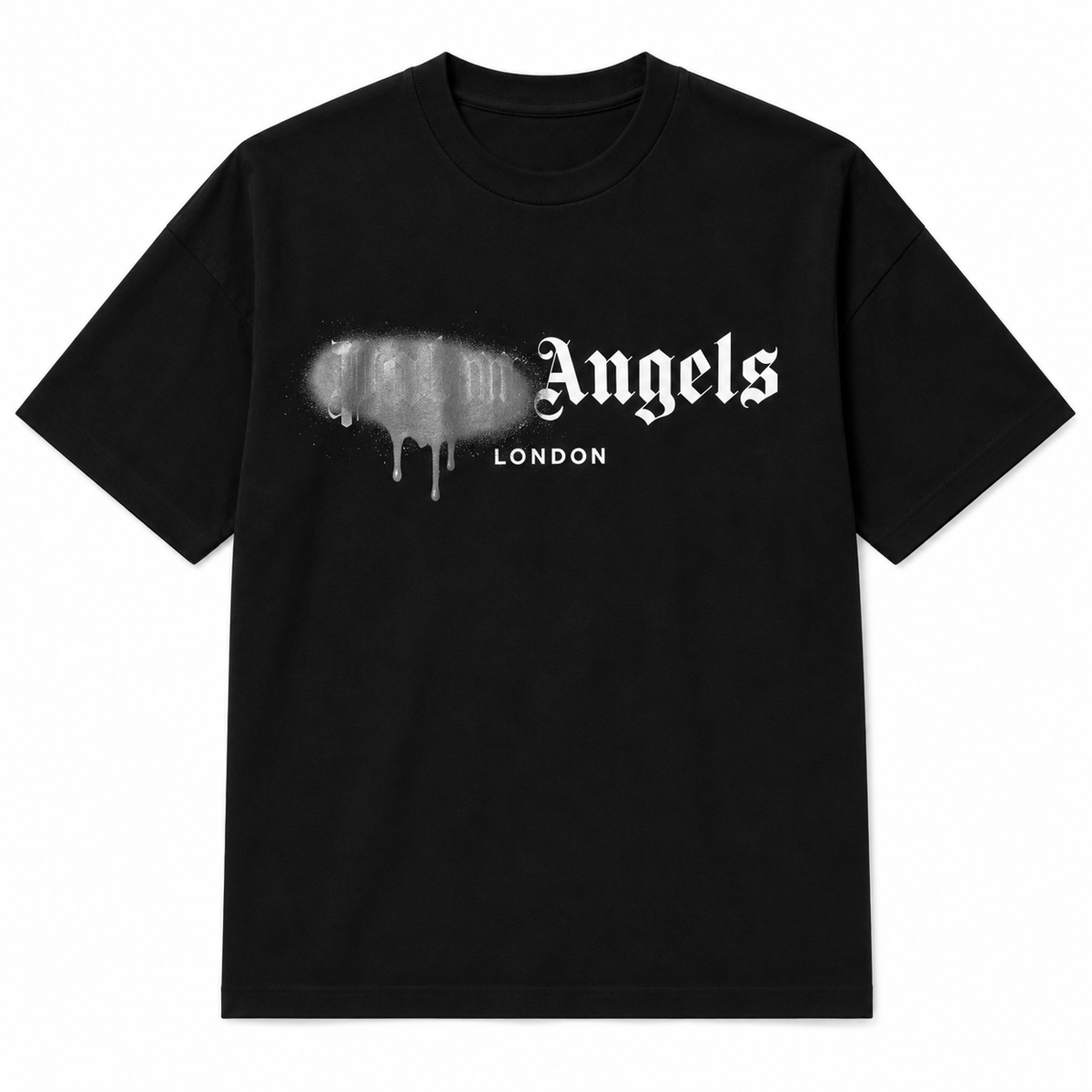 Palm Angels Sprayed City Black estampado plateado