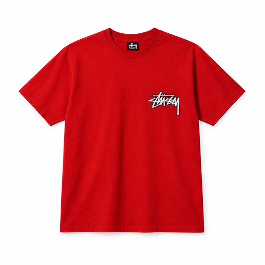 Camiseta Stüssy x Bape roja frente